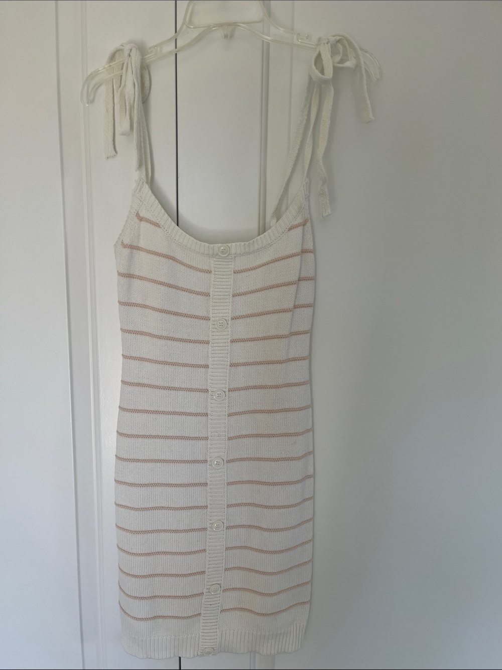 emory park Cream Knit Mini Dress with Beige Stripes